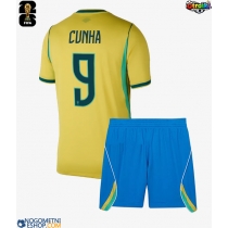 Otroški Nogometni dresi Brazilija Matheus Cunha #9 Domači SP 2026 Kratek Rokav (+ Kratke hlače)